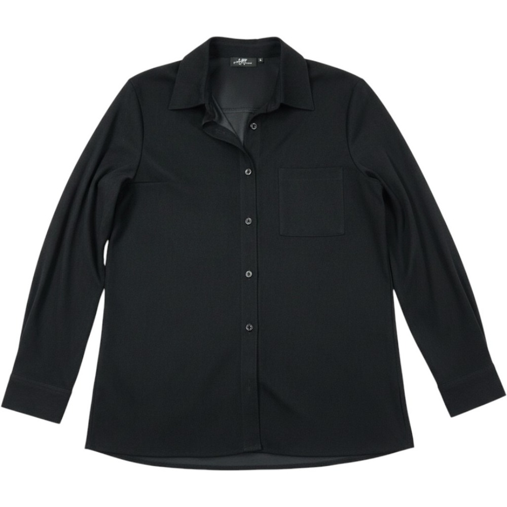 Larry Levine Woman Sport Black Button Down Shirt 1X 90s Minimalist Plus Size